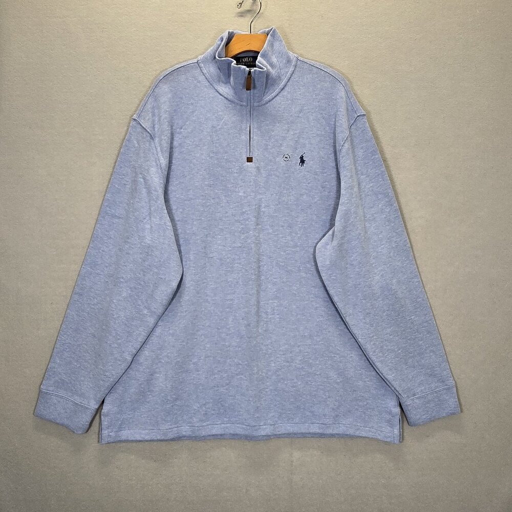 Polo Ralph Lauren Quarter Zip Blue Pullover Sweater Men's Size XXL New